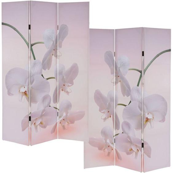 Paravent 3 panneau par pans separateur de pièce 180 par 120 motif orchidee
