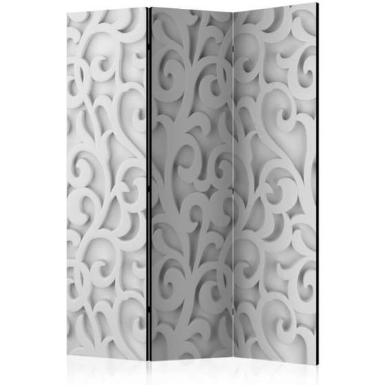Paravent 3 Volets - PARIS PRIX - White Ornament - Bois massif - Toile intissée - Impression Full HD