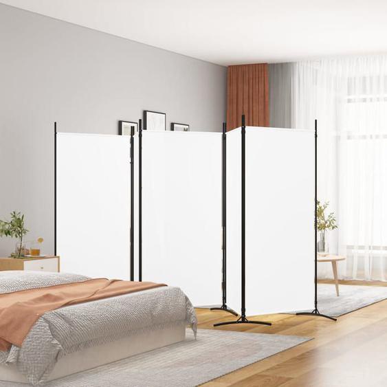 Paravent-Cloison de séparation-Séparateur de pièce 5 panneaux Blanc 433x180 cm Tissu