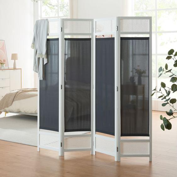 Paravent Dorotea bambou 160 x 170 cm blanc gris foncé