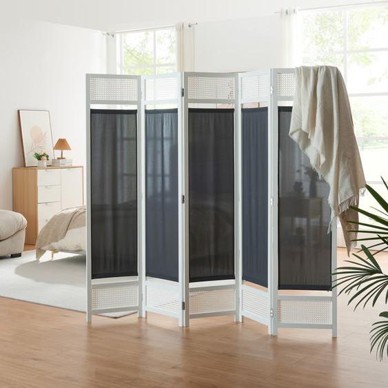 Paravent Dorotea bambou 200 x 170 cm blanc gris foncé