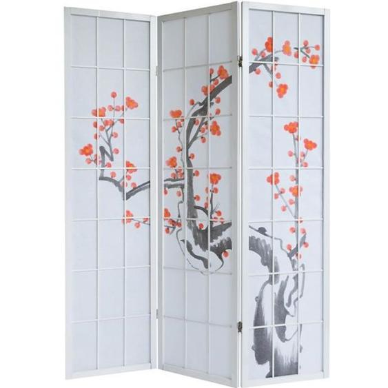Paravent en bois avec fleur de cerisier blanc d…