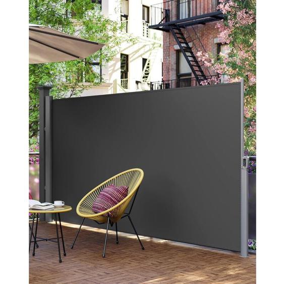 Paravent extérieur 200 x 350 cm (h x l) Store latéral Brise-Vue rétractable Paravent retractable - Gris Anthracite GSA205G