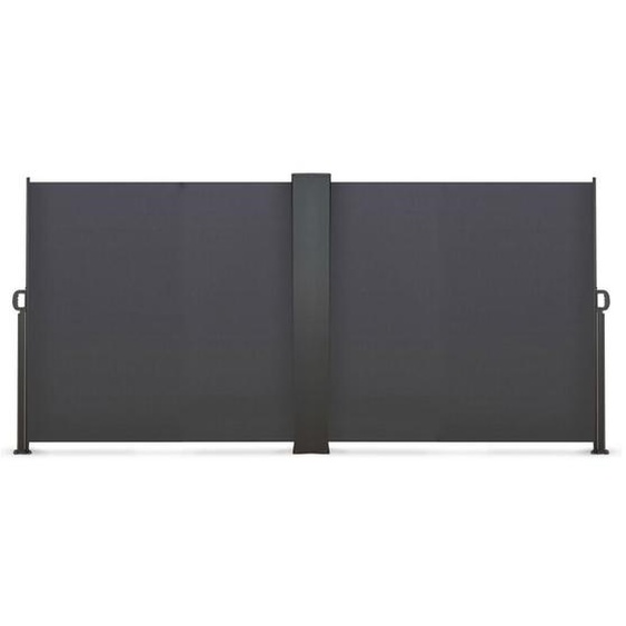 Paravent extérieur rétractable double 180 x 800 cm gris anthracite store latéral
