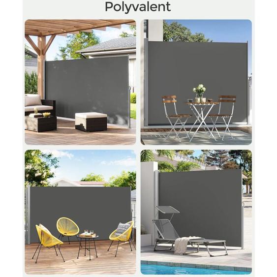 Paravent extérieur Store latéral pour Balcon et terrasse Paravent retractable - 180 x 450cm(H x l) Gris Anthracite GSA589G01