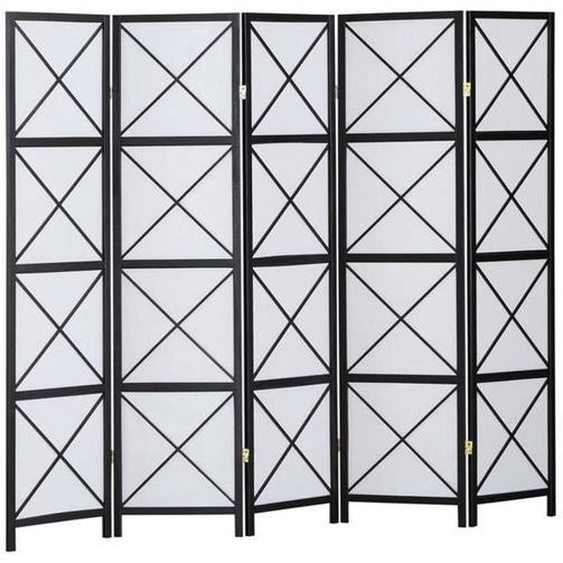 Paravent Hanoï bois noir et papier de riz 5 pans - Dim : H 178,6cm