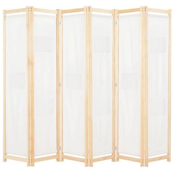 Paravent - Helloshop26 - 6 Panneaux - Crème - 240 x 170 cm - Tissu
