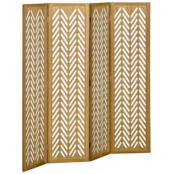 Paravent - HOMCOM - en bois ajouré - pliable 4 panneaux - 160 x 170 cm - naturel