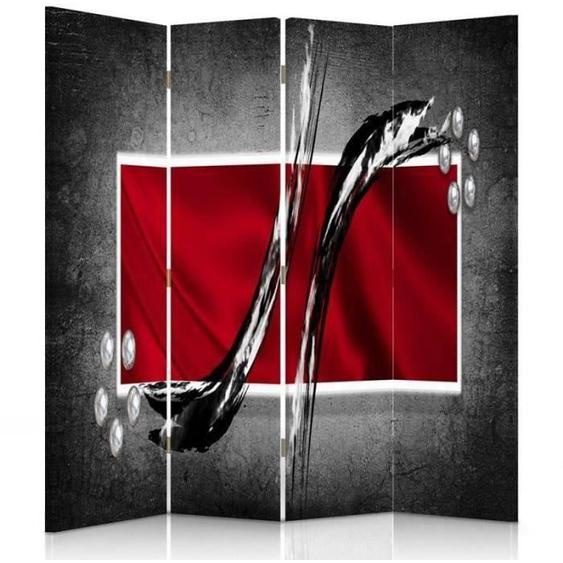 Paravent imprimé sur toile Abstraction Carré rouge 145x170 cm 4 pans deux faces figures géométriques Décoration dintérieur
