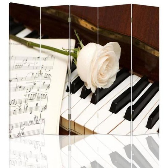 Paravent imprimé sur toile Piano rose blanche 180x170 cm une face 5 Parties musique notes Décoration dintérieur