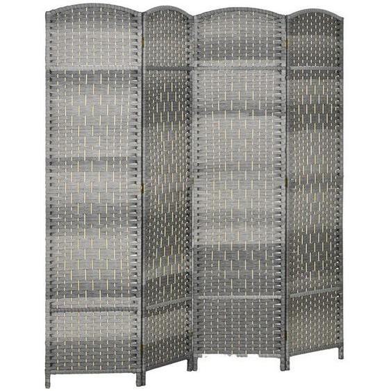 Paravent intérieur - HOMCOM - 4 panneaux - pliable - pour salon, chambre à coucher, maison - 180 x 180 cm - gris mélangé