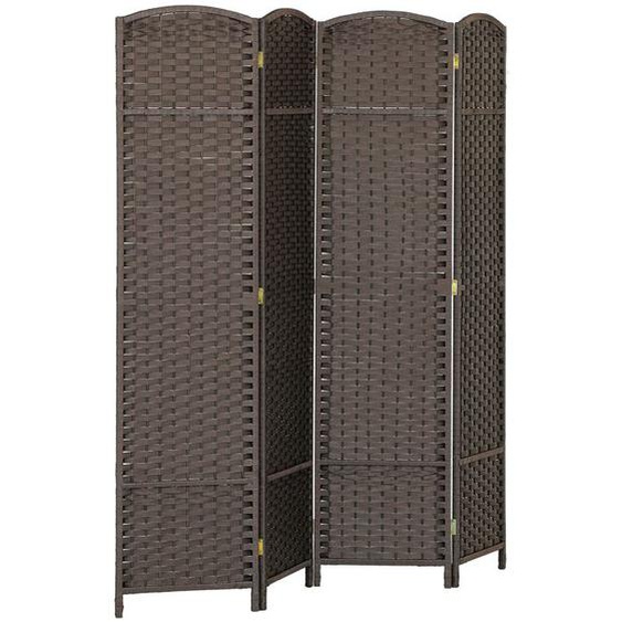 Paravent interieur - HOMCOM - en bois - 4 panneaux - 160 x 170 cm - pour salon, chambre à coucher - marron