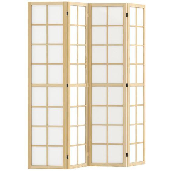 Paravent interieur - HOMCOM - pliable 4 panneaux - 160 x 170 cm - pour salon chambre à coucher maison - naturel