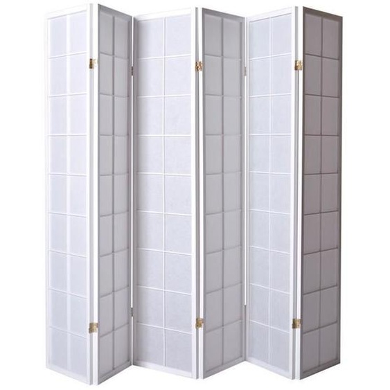 Paravent japonais shoji bois blanc et papier de riz - 6 pans - Longueur 261 x Hauteur 178,6 cm