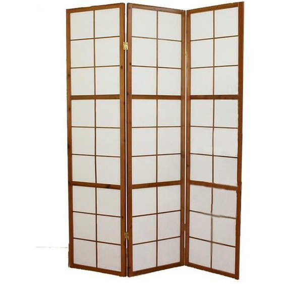 Paravent japonais Shoji en bois brun de 3 pans Longueur 132 x Hauteur 175 x Profondeur 2 cm