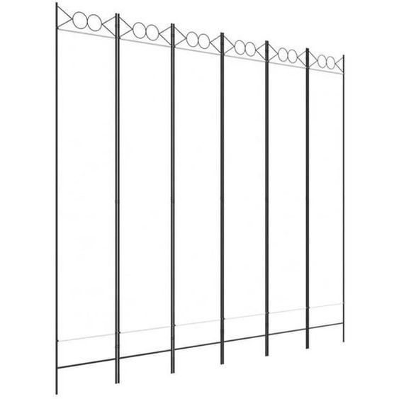 Paravent separateur de piece cloison 6 panneaux 240 x 220 cm tissu blanc et fer DEC031046