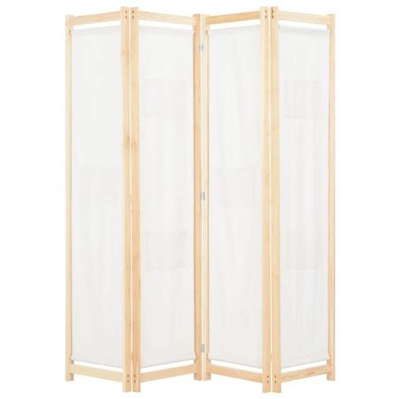 Paravent - Helloshop26 - 4 Panneaux - Tissu Crème - 160x170 cm - Intérieur
