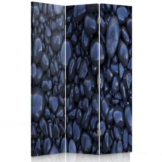 Paravent sur toile Galets noirs 3 Panneaux 110x170 cm Une face Cloison de Séparation Décoration dintérieur pour Salon