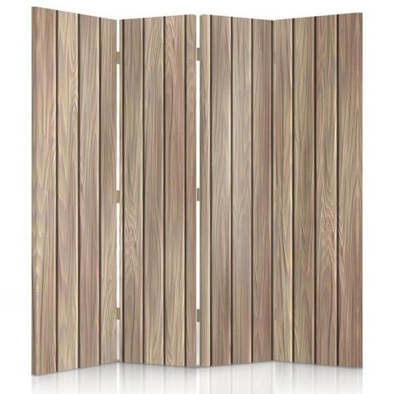 Paravent sur toile Planches en bois 4 Panneaux 145x170 cm Une face Cloison de Séparation Décoration dintérieur pour Salon