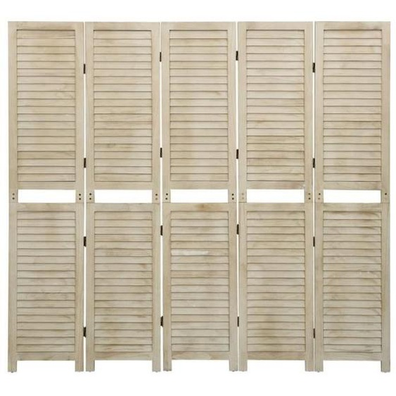 PARAVENT - UMR - Brun Cloison de séparation 5 panneaux 175x165 cm Bois de Paulownia -[DqT2rv]