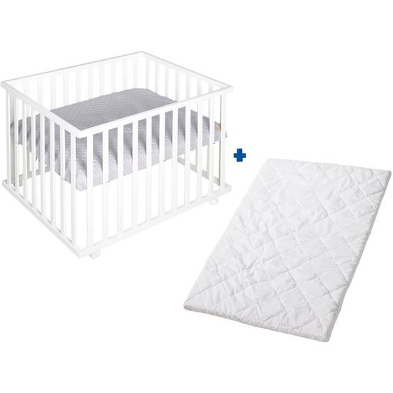Parc Bébé Rectangulaire + Tapis Déperlant Et Matelas Déhoussable Roba Style Blanc - Gris Argenté