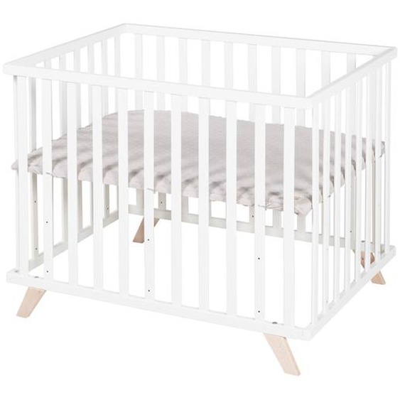 Parc Bébé Scandinave En Bois Massif + Tapis En Coton Bio Lil Planet Blanc - Gris Argenté