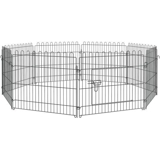 Pawhut - Parc enclos pour chiens chiots animaux domestiques diamètre 158 cm 8 panneaux 71L x 61H cm noir