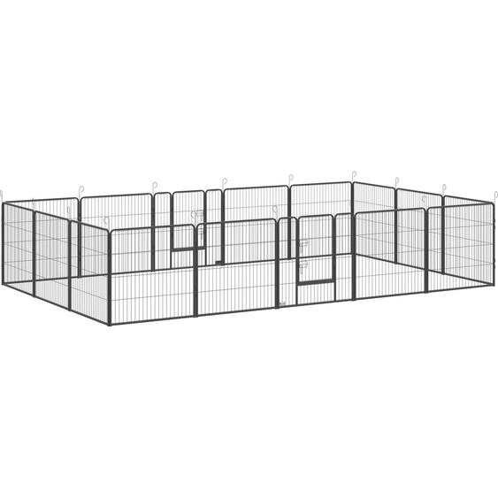 Parc pour chiots PawHut, 16 pièces, hauteur 80 cm, parc pliable avec porte verrouillable, 16 panneaux grillagés en acier, parc pour chiens, enclos pour chiens de petite et moyenne taille, pour lintérieur et lextérieur, gris