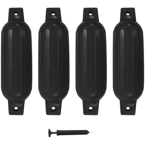 Pare-choc de bateau 4 pcs noir 41x11,5 cm PVC