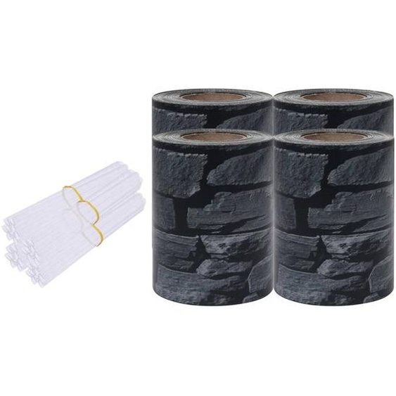 Pare-vue de jardin 4 pcs. PVC 35x0,19 m Gris