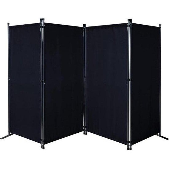 Pare-vue en tissu noir, 4 panneaux, 170 x 220 cm