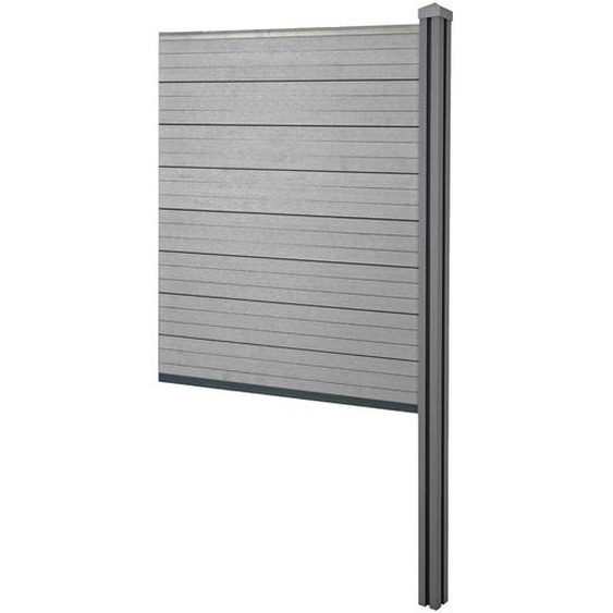 Pare-vue WPC Sarthe, clôture pare-vent, poteaux WPC à sceller ~ élément dextension étroit, 98cm gris