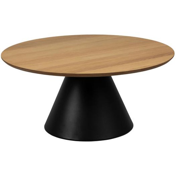 Parides - Table basse ronde en bois ø85cm - Couleur - Bois clair et noir