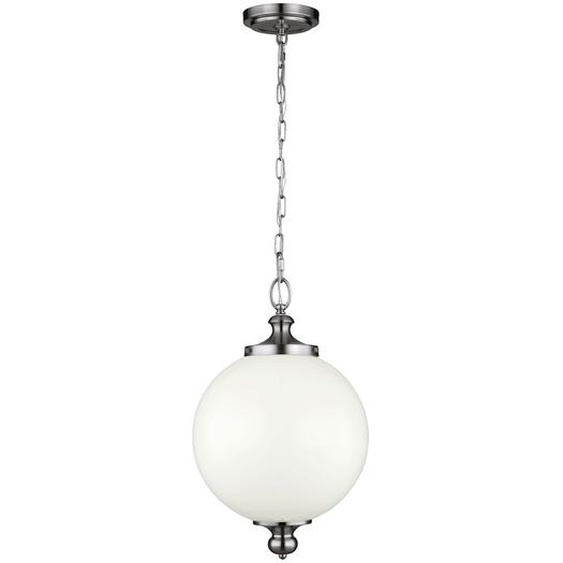 Parkman Feiss grande lampe suspendue sphère en nickel poli blanc