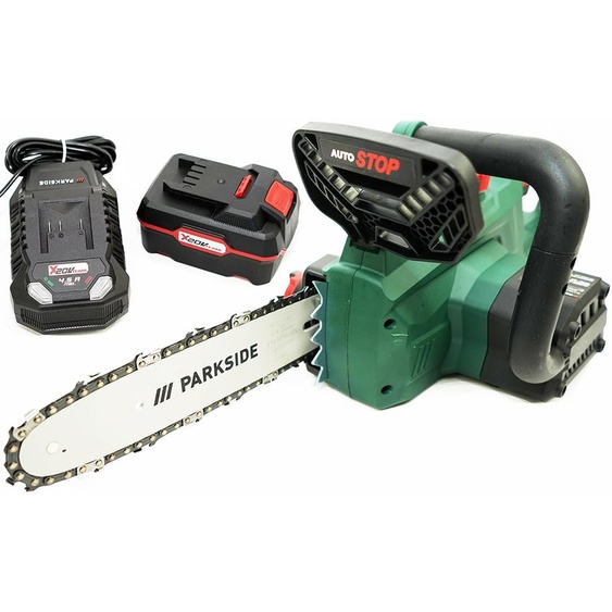 Parkside Tronçonneuse sans fil 20V PKSA 20-Li D4 avec batterie 4Ah et chargeur et un mètre de 2m (noir)