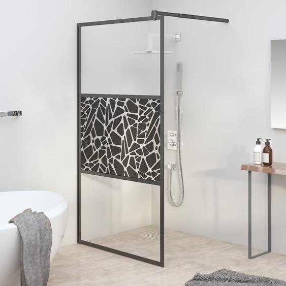 Paroi de douche 115x195 cm Verre ESG avec design de pierre Noir