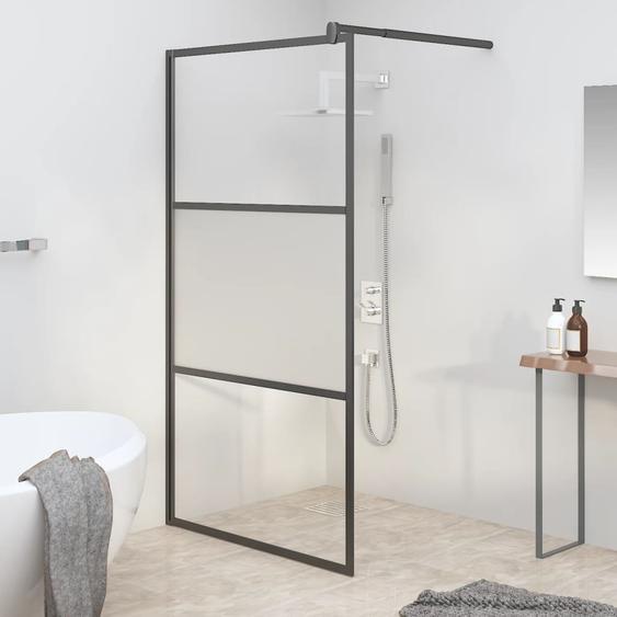 Paroi de douche 115x195 cm Verre ESG demi-dépoli Noir