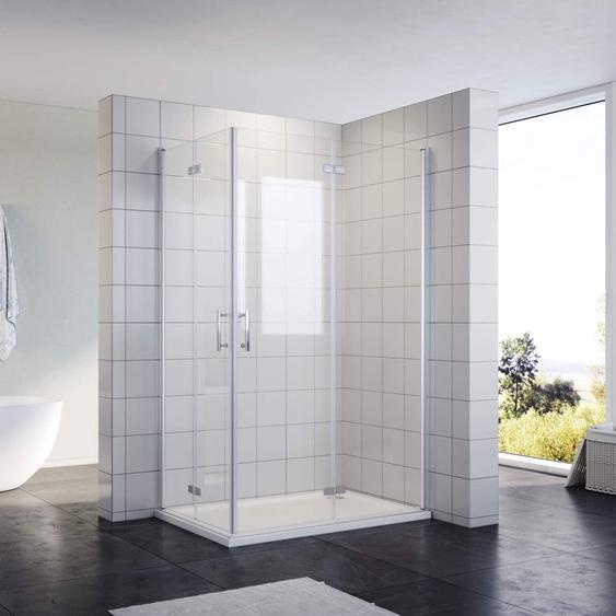 Paroi de douche 120x90cm Hauteur : 195cm Nano verre Cabine de douche accès dangle Porte à charnières Salle de bain douche dangle Porte pliante Porte pliante pivotante