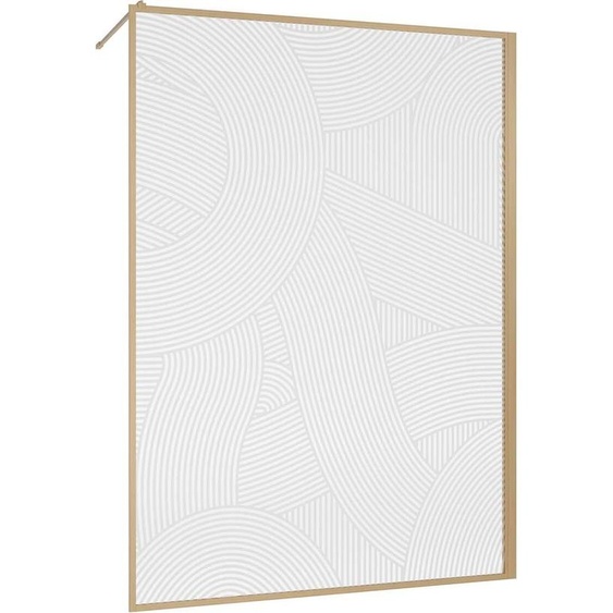 Paroi de douche 140 x 200 HINATA - style Japandi courbes douces - Cadre effet Bois - Verre 6mm