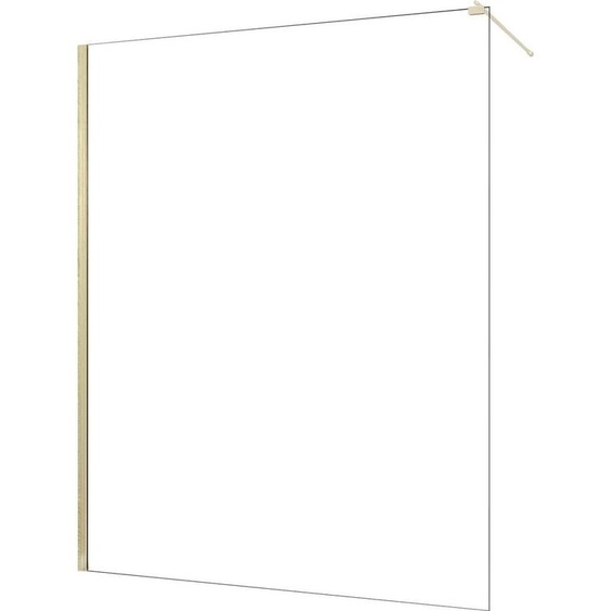 Paroi de Douche 160x200cm Verre Transparent - Barre de Fixation Extensible et Profil Or Brossé