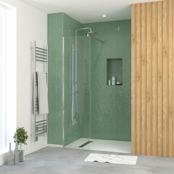 Paroi de douche 50x195 cm en verre trempé 5 mm - finition chromé - chromed elementary