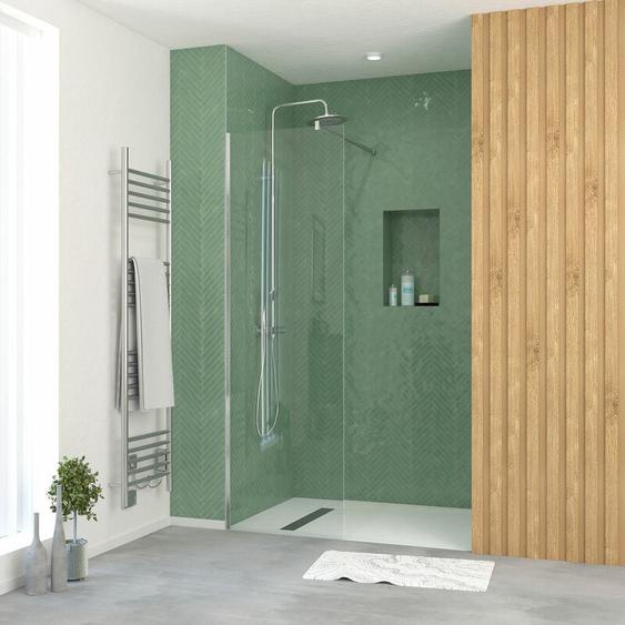 Aurlane - Paroi de Douche 60x195 cm en Verre Trempé 5 mm - Finition Chromé - chromed elementary