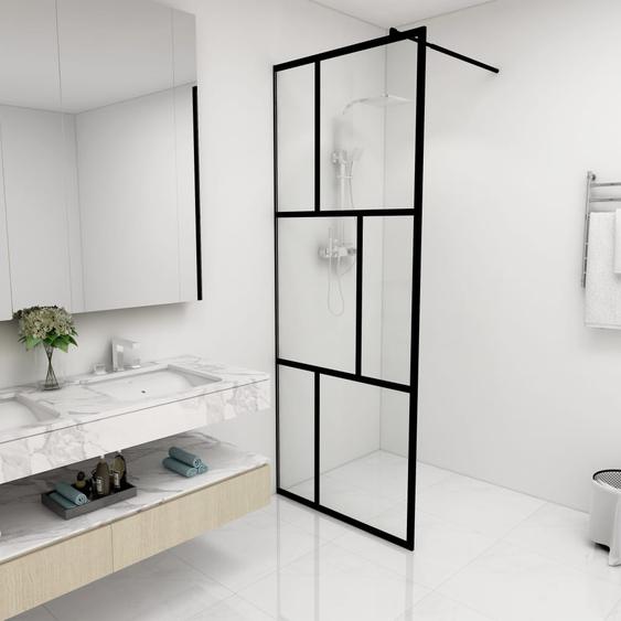 Paroi de douche à litalienne avec verre trempé Noir 80x195 cm