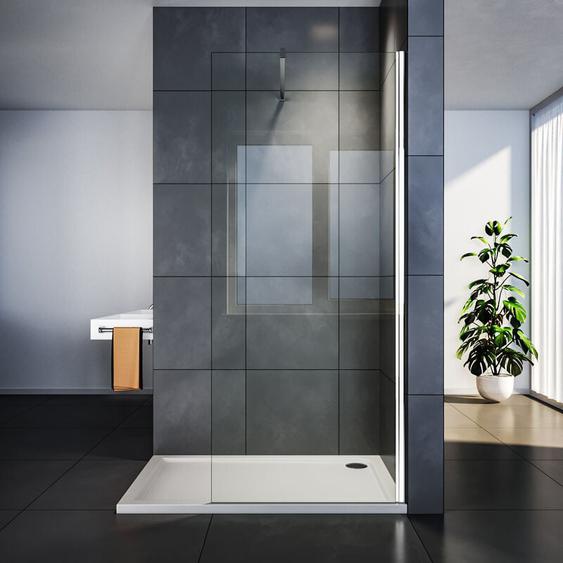 Sirhona - Paroi de douche à litalienne en verre anticalcaire transparent 8mm avec barre de stabilisation 100 cm découpable 70 x 200 cm