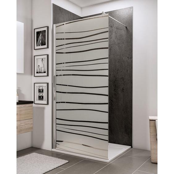 Paroi de douche à litalienne, profilé aspect chromé, paroi fixe Walk In, NewStyle Schulte traitement anticalcaire, décor Mistral, verre 6 mm, 120 x