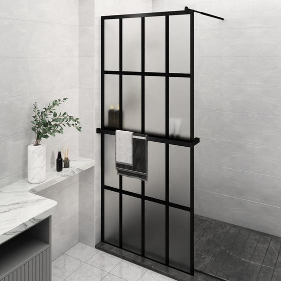 Paroi de douche avec étagère Noir 100x195cm Verre ESG&Aluminium
