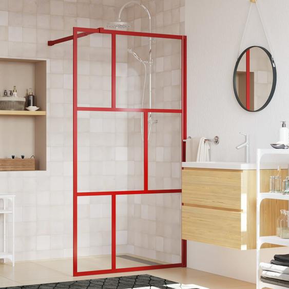 Paroi de douche avec verre ESG transparent rouge 115x195 cm