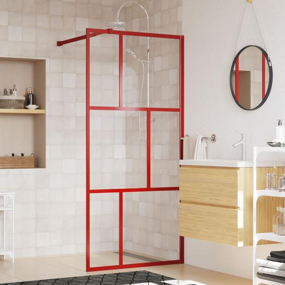 Paroi de douche avec verre ESG transparent rouge 90x195 cm