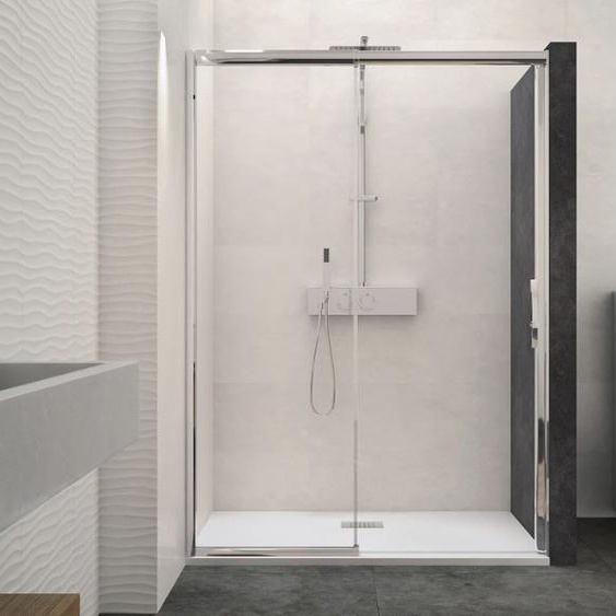 Paroi de douche blanc sans seuil 115-125cm CLASSIC MACAO côté droit - KINEDO - PA647BTNEG