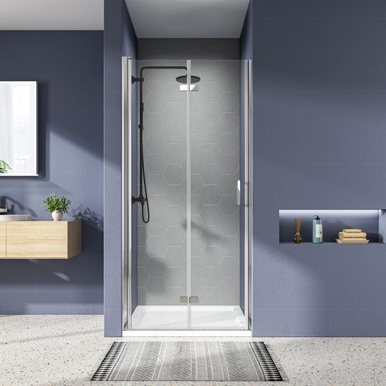 Paroi de douche EMKE 120 x 195, paroi de douche pliante, douche en niche, porte pliante pour niche, verre de sécurité Nano, porte pliante